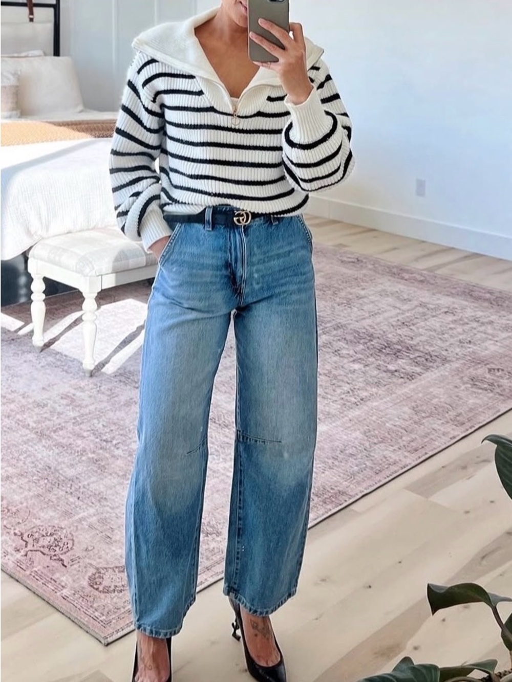 SPANX High-Rise Wide Leg Jeans in Blue Denim